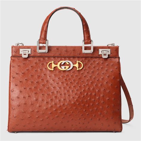 gucci zumi ostrich|Gucci Medium Zumi Top Handle Ostrich Leather Bag.